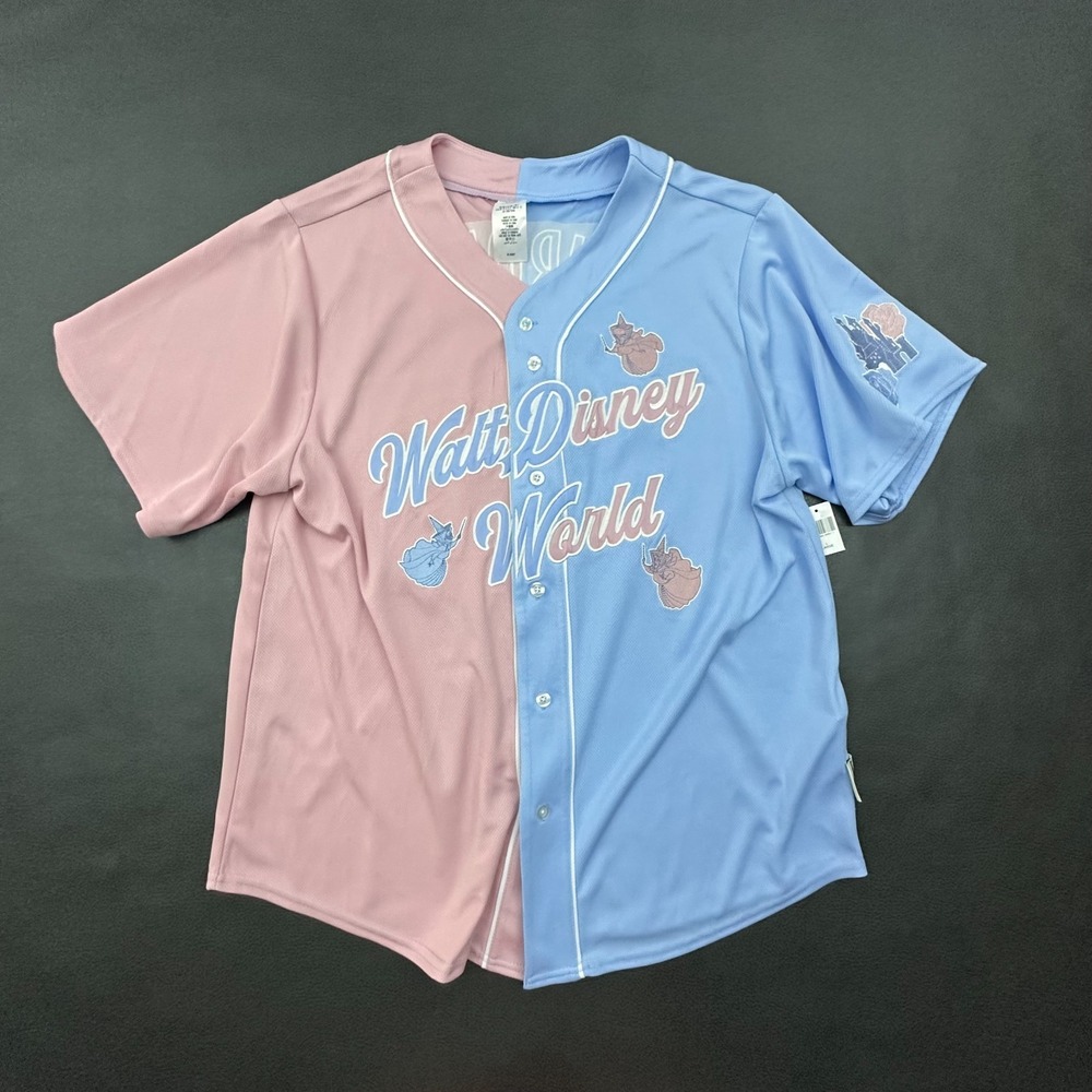 Disney Sleeping Beauty Baseball Jersey Adult Large Blue Pink Aurora Princess